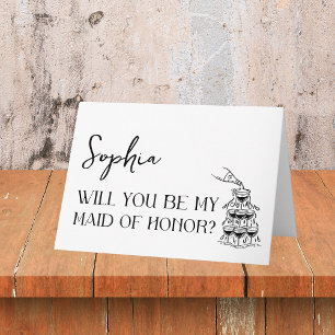 Elegant Minimalist Modern Maid of Honour Proposal Card