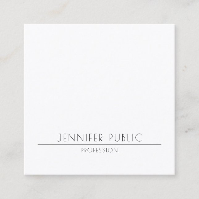 Elegant Minimalist Modern Plain Luxury Trendy Square Business Card (Front)