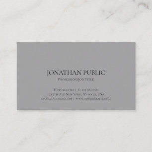 Elegant Minimalist Modern Professional Grey Plain Business Card