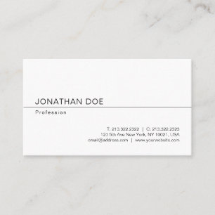 Elegant Minimalist Modern Professional White Sleek Business Card