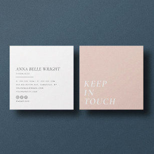 Elegant   Minimalist Modern Typography Simple Pink Square Business Card