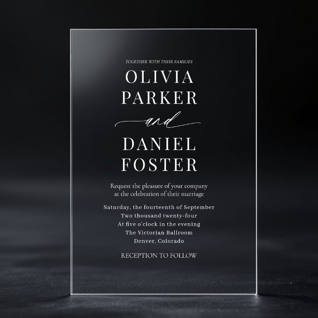 Elegant Minimalist Modern Wedding Acrylic Invitations (Creator Uploaded)