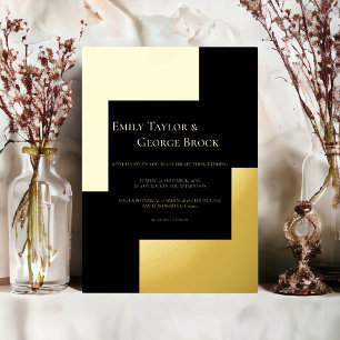 Elegant Minimalist Modern Wedding Black And Gold