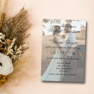 elegant minimalist modern wedding faded photo invitation