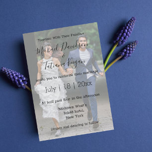 elegant minimalist modern wedding photo overlay invitation