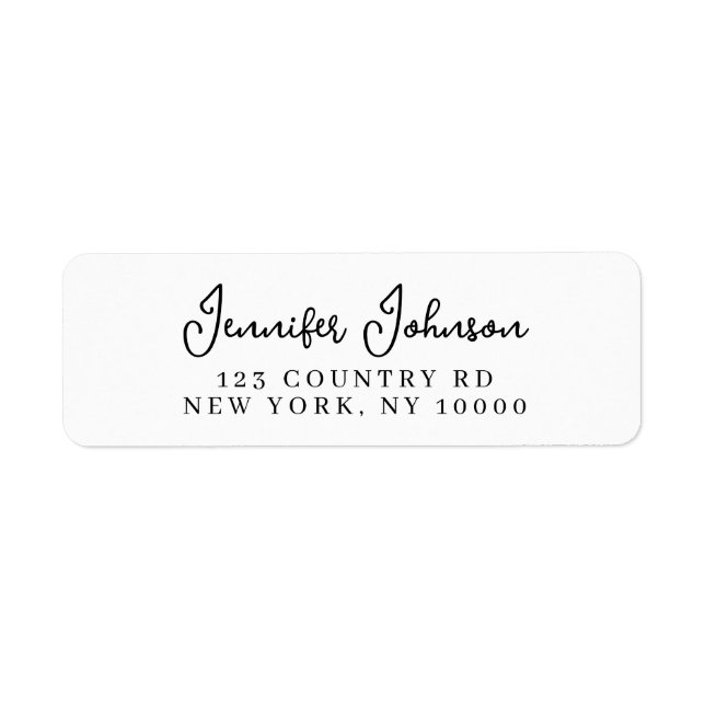 Elegant Minimalist Modern White Return Address  Label (Front)