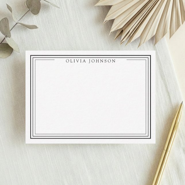 Elegant Minimalist Monogram Black and White Border Card (Creator Uploaded)