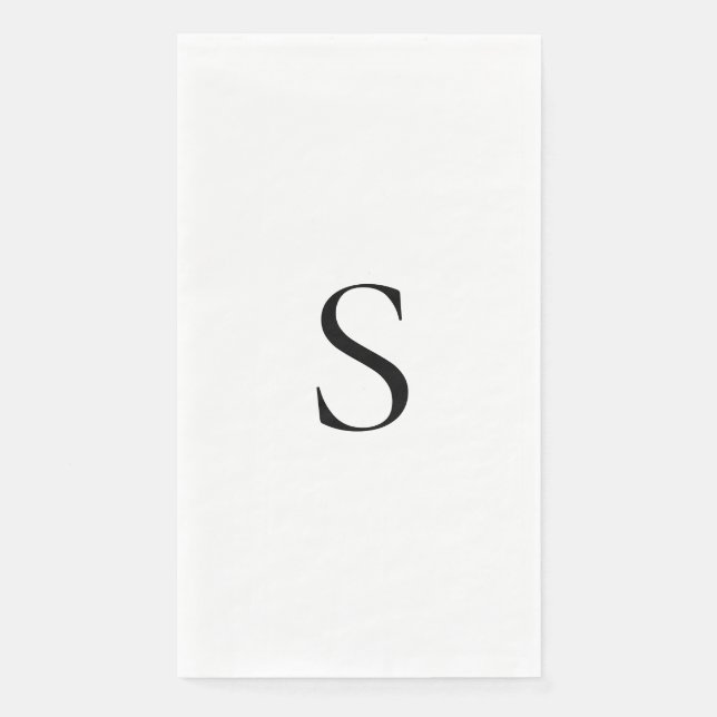 Elegant Minimalist Monogram Black and White  Napkin (Front)