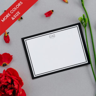 Elegant Minimalist Monogram Black Two Border Card