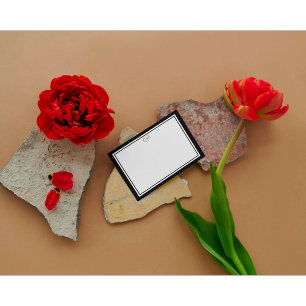 Elegant Minimalist Monogram Black & White Border  Card
