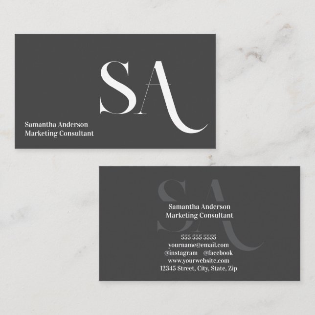 Elegant Minimalist Monogram Business Card | Custom (Front/Back)