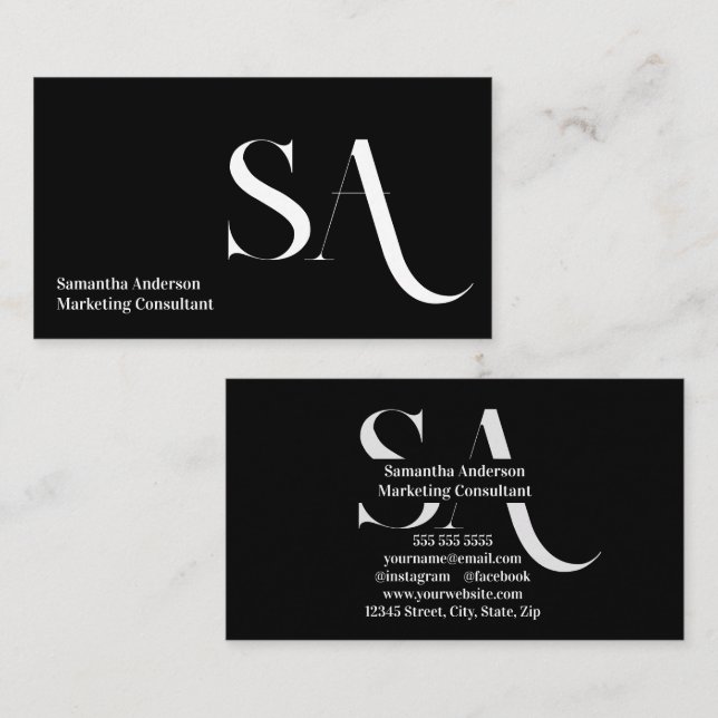 Elegant Minimalist Monogram Business Card | Custom (Front/Back)