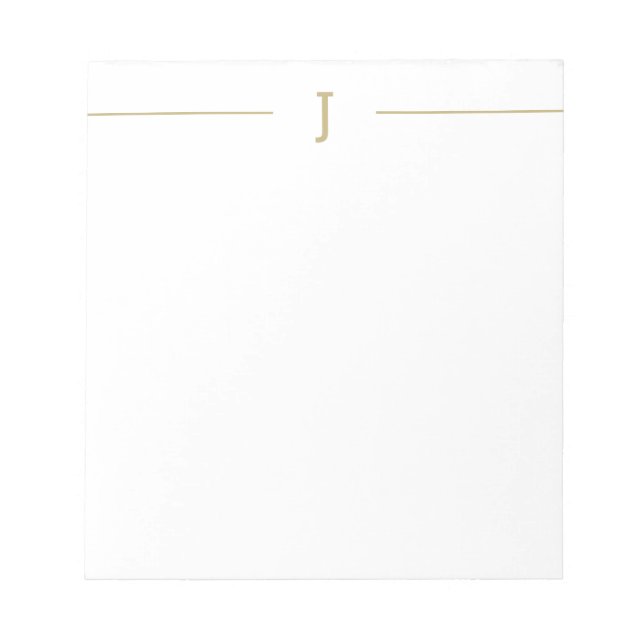 Elegant Minimalist Monogram Gold White Notepad (Front)