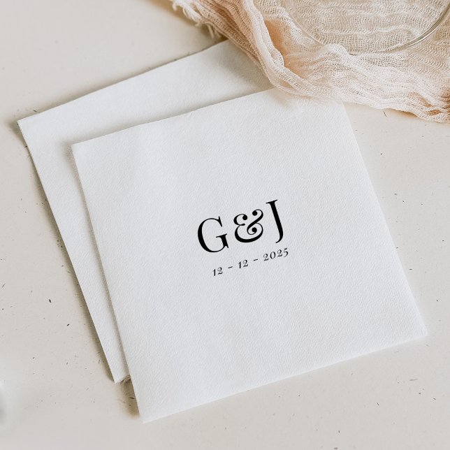Elegant Minimalist Monogram Initials Wedding Napkin (Creator Uploaded)