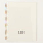 Elegant Minimalist Monogram Ivory Spiral Notebook Planner<br><div class="desc">Your bridesmaids have been by your side through every laugh, late-night planning session, and “are we really doing this?” moment. This personalised bridesmaid gift is both thoughtful and practical—a minimalist monogram notebook they’ll actually use. The elegant ivory cover with clean grey initials gives it a timeless style, while the sturdy...</div>