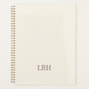 Elegant Minimalist Monogram Ivory Spiral Notebook Planner