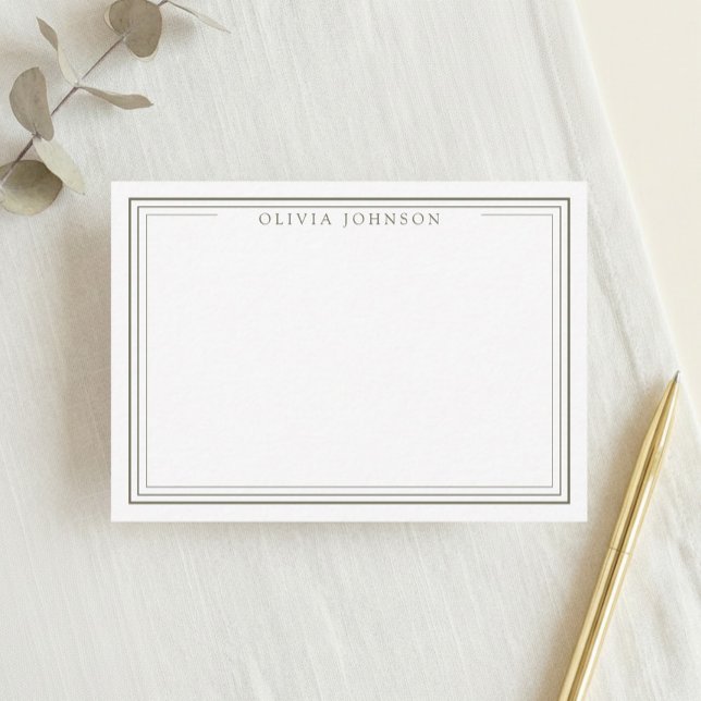 Elegant Minimalist Monogram Olive Green Border Card (Creator Uploaded)