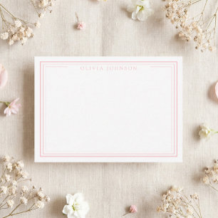 Elegant Minimalist Monogram Pink Border Card