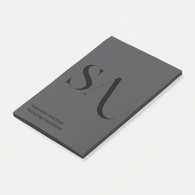 Elegant Minimalist Monogram Post-It Notes (Angled)