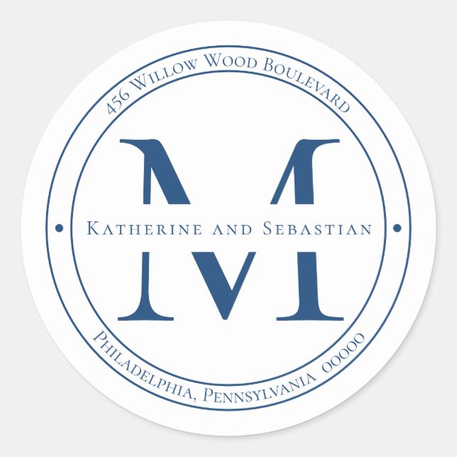 Elegant Minimalist Monogram Return Address Seal  (Front)