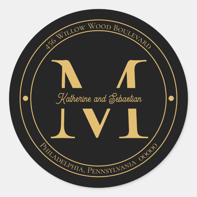 Elegant Minimalist Monogram Return Address Seal (Front)