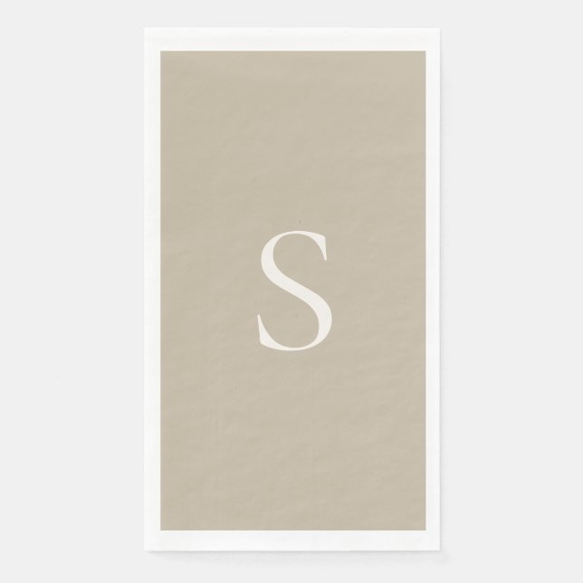 Elegant Minimalist Monogram Taupe & Cream Napkin (Front)