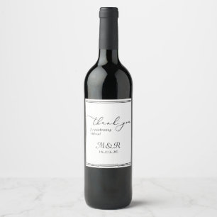 Elegant Minimalist Monogram Thank You Favour  Wine Label