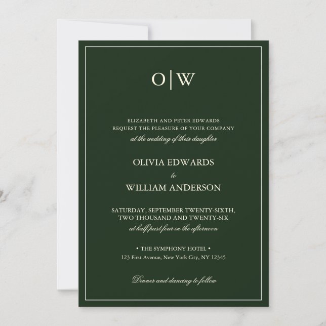 Elegant Minimalist Monogram Wedding Invitation (Front)