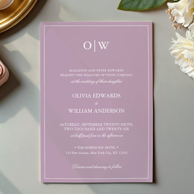 Elegant Minimalist Monogram Wedding Invitation (Creator Uploaded)
