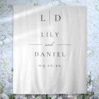 Elegant Minimalist Monogram Wedding Photo Backdrop