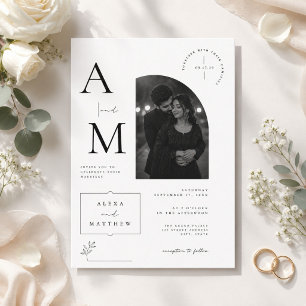 Elegant Minimalist Monogram Wedding with Photo Invitation