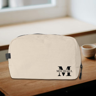 Elegant Minimalist Monogrammed Gift Beige Dopp Kit