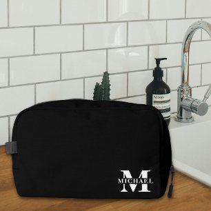 Elegant Minimalist Monogrammed Groomsmen   Black Dopp Kit