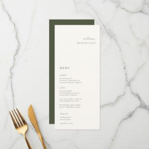 Elegant Minimalist Moss Green Place Card Menu