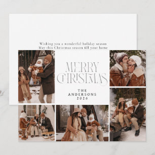 Elegant Minimalist Multi Photo Collage Christmas Holiday Card