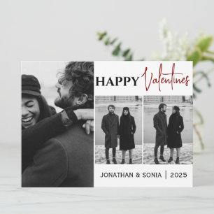 Elegant Minimalist Multi-Photo Valentines Holiday Card