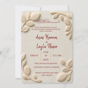 Elegant Minimalist Muslim Wedding Nihah Invitation