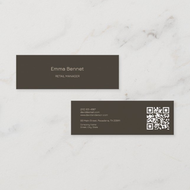Elegant Minimalist Name Company details Qr code Mini Business Card (Front/Back)