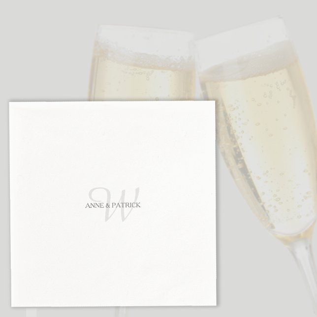 Elegant minimalist names wedding monogram napkin (Creator Uploaded)