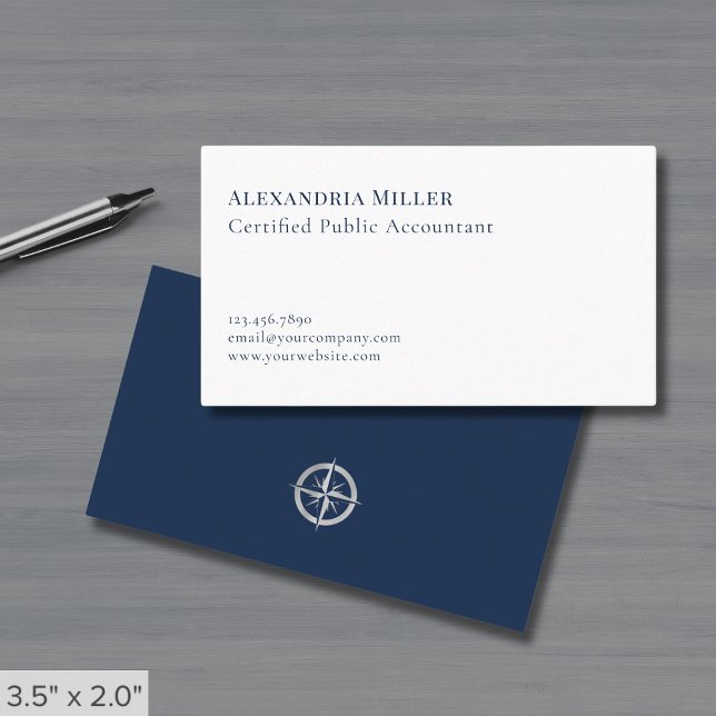 Elegant Minimalist Navy Blue and White Business Card (Creator Uploaded)