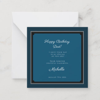 Elegant Minimalist Navy Blue "Happy birthday, dad" Card