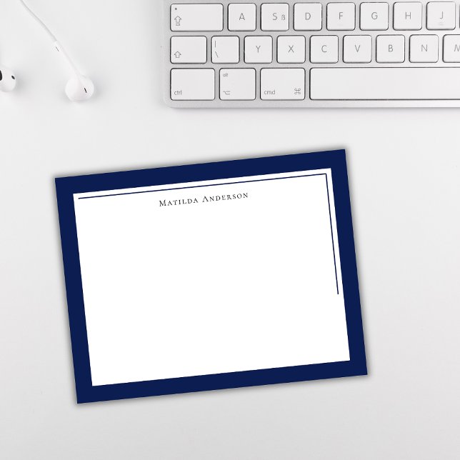 Elegant Minimalist Navy Blue Two Border Name  Card (Creator Uploaded)