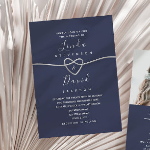 Elegant Minimalist Navy Blue Wedding Invitation
