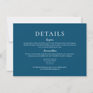 Elegant Minimalist Navy Colour Wedding Details Invitation