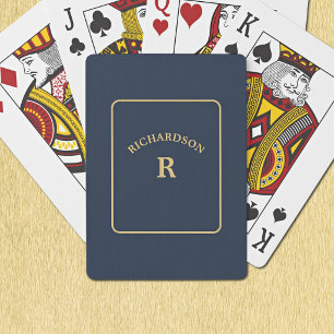 Elegant Minimalist Navy & Gold Bridge Solitaire Playing Cards