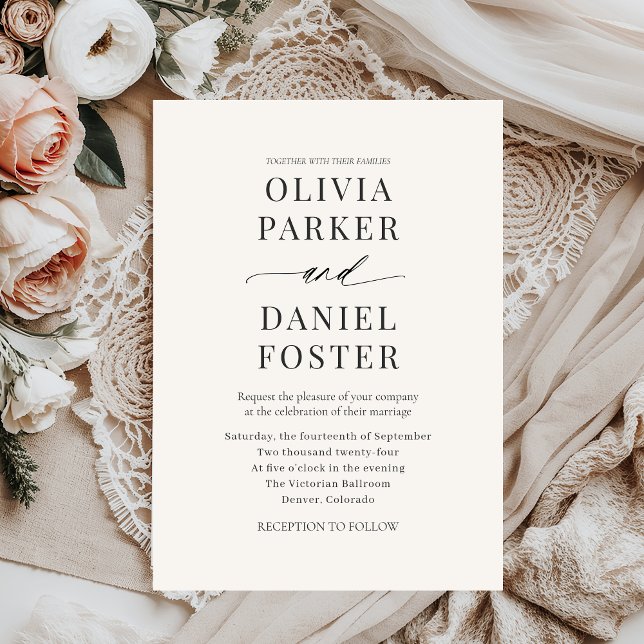 Elegant Minimalist Neutral Beige Wedding Invitation (Creator Uploaded)