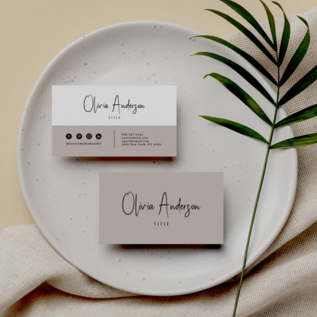 Elegant Minimalist Neutral Boho Chic Modern Business Card (Creator Uploaded)
