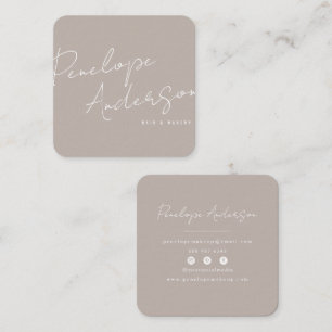Elegant Minimalist Neutral Grey Boho Chic Modern Square Business Card