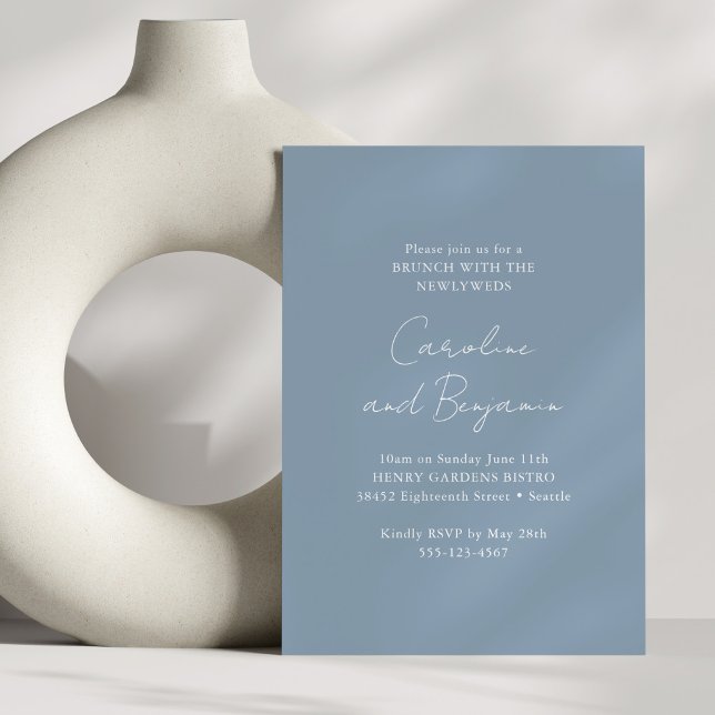 Elegant Minimalist Newlywed Brunch Dusty Blue Invitation (Creator Uploaded)