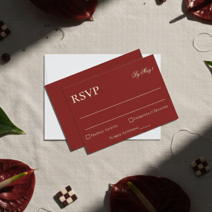 Elegant Minimalist Old Money Bold Red Wedding RSVP